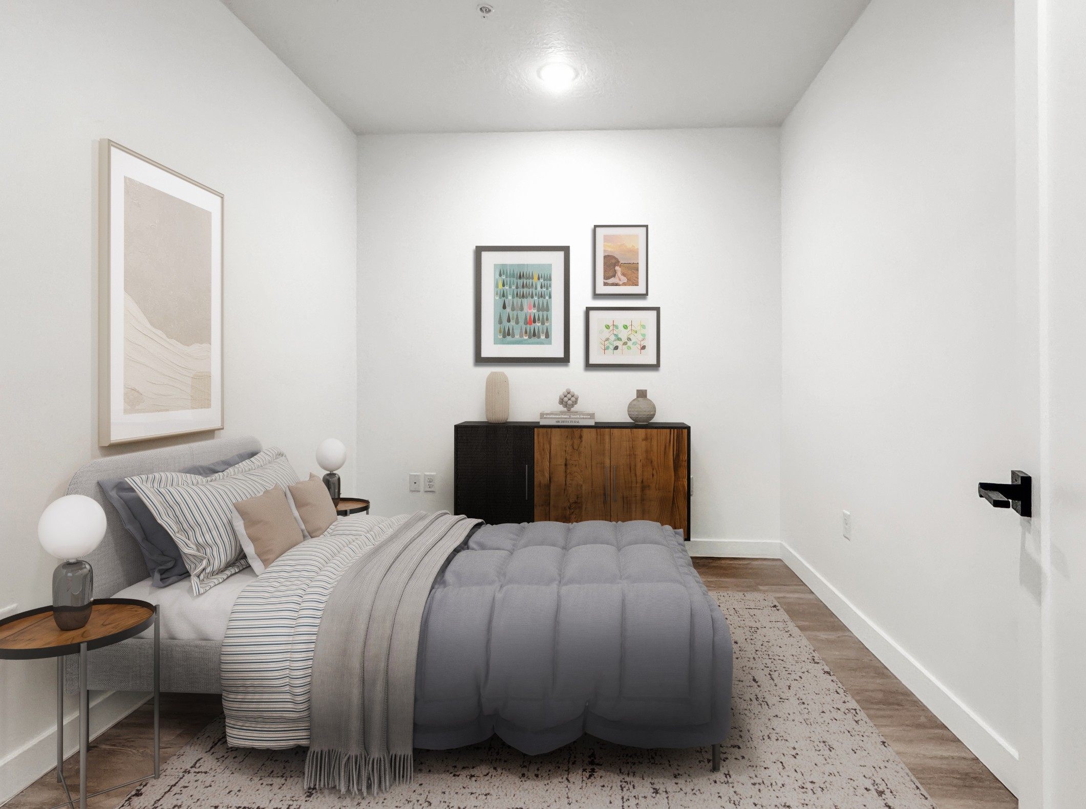 Model bedroom in a 2 bedroom apartment at Promontory Place