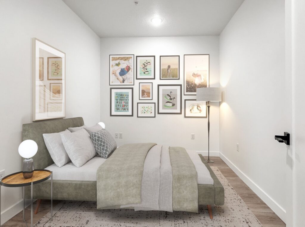 Model bedroom with 9-foot ceilings