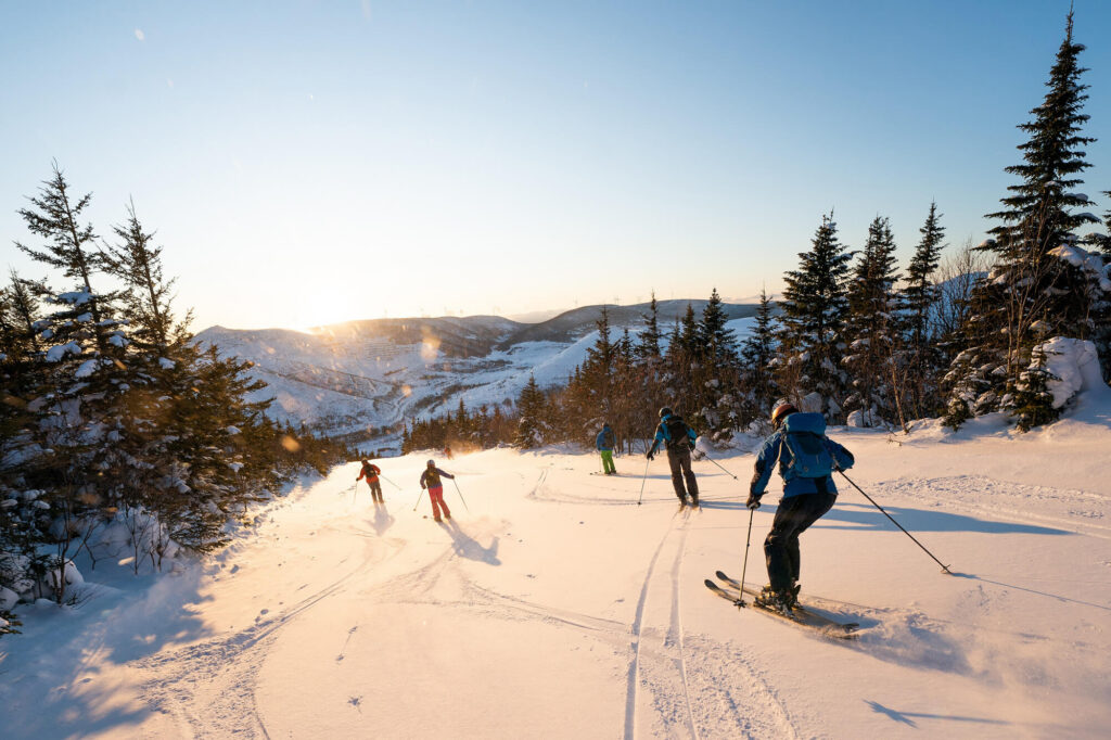 Group of skiers enjoying fresh snow near Salt Lake City