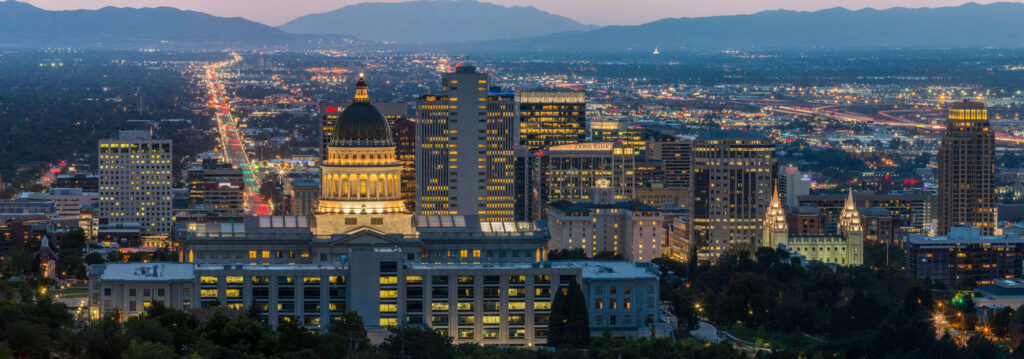 Salt Lake City skyline at sunset